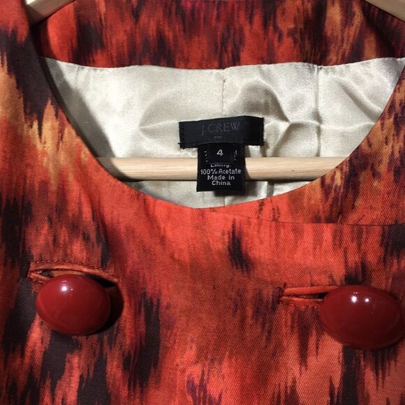 J.CREW WOOL/ SILK BURNT ORANGE TIE DYE LIGHTWEIGHT LINED PEACOAT JACKET COAT 4 - Picture 4 of 10